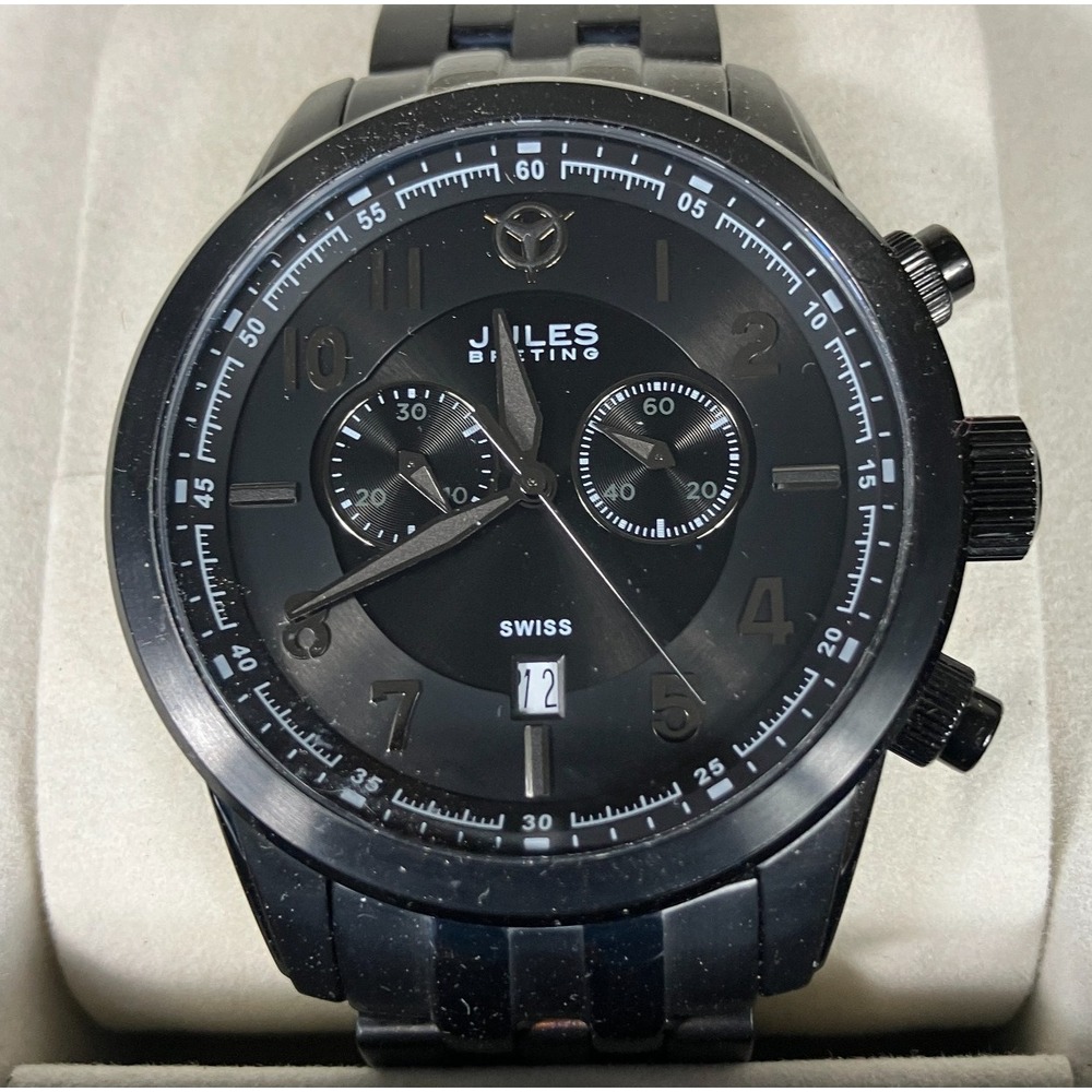 Jules Breting Geidi Prime Ion Plated Black Swiss‎ Chronograph Quartz 46 mm